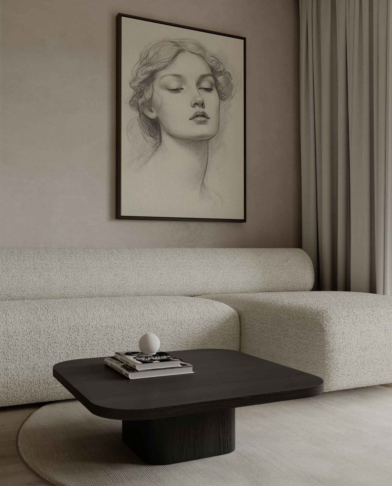 Dromerige Potloodschets Kunstwerk-canvas-dibond-plexiglas-wanddecoratie-WallArtistic