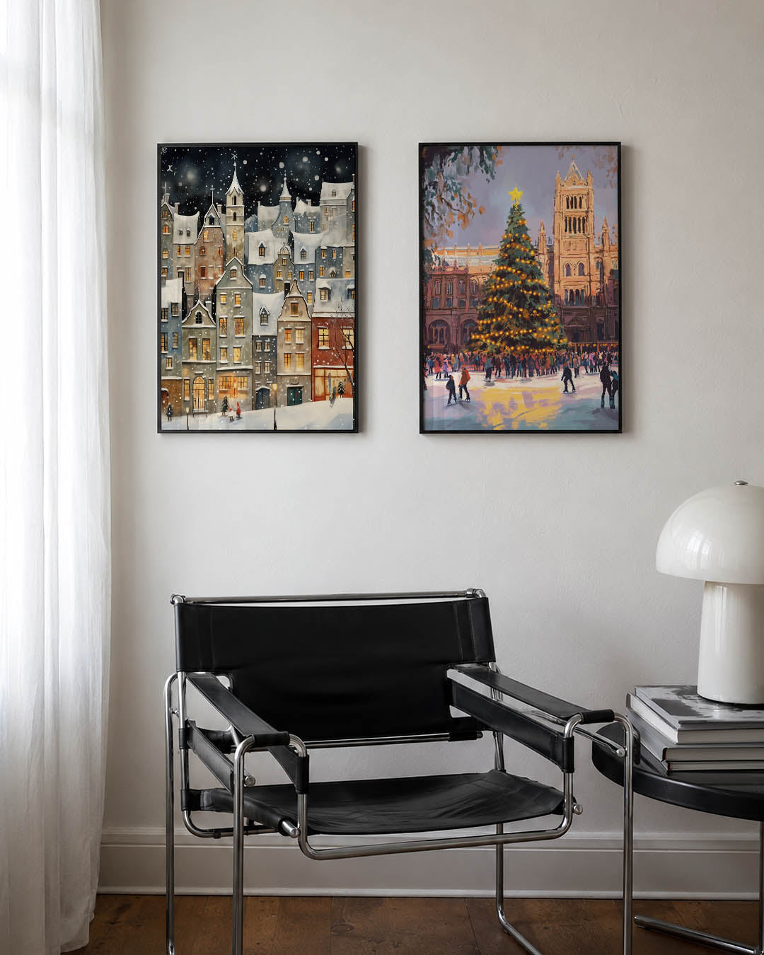 Sneeuwstad tafereel Posterset