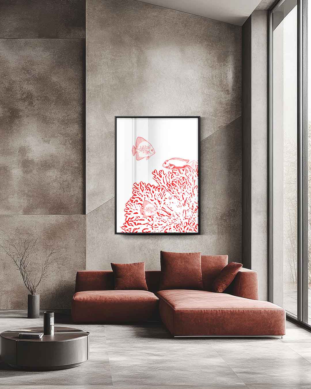 Onderwateravontuur in Rood Kunstwerk-canvas-dibond-plexiglas-wanddecoratie-WallArtistic
