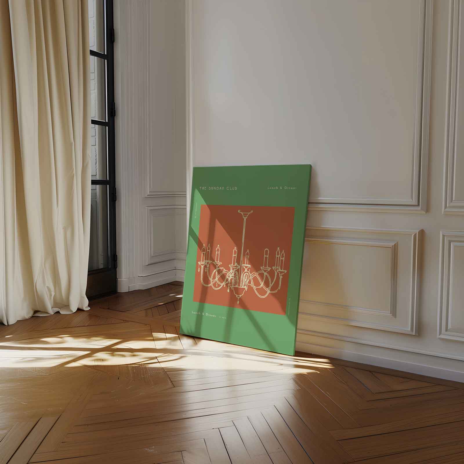 Retro Kroonluchter Illustratie Kunstwerk-canvas-dibond-plexiglas-wanddecoratie-WallArtistic