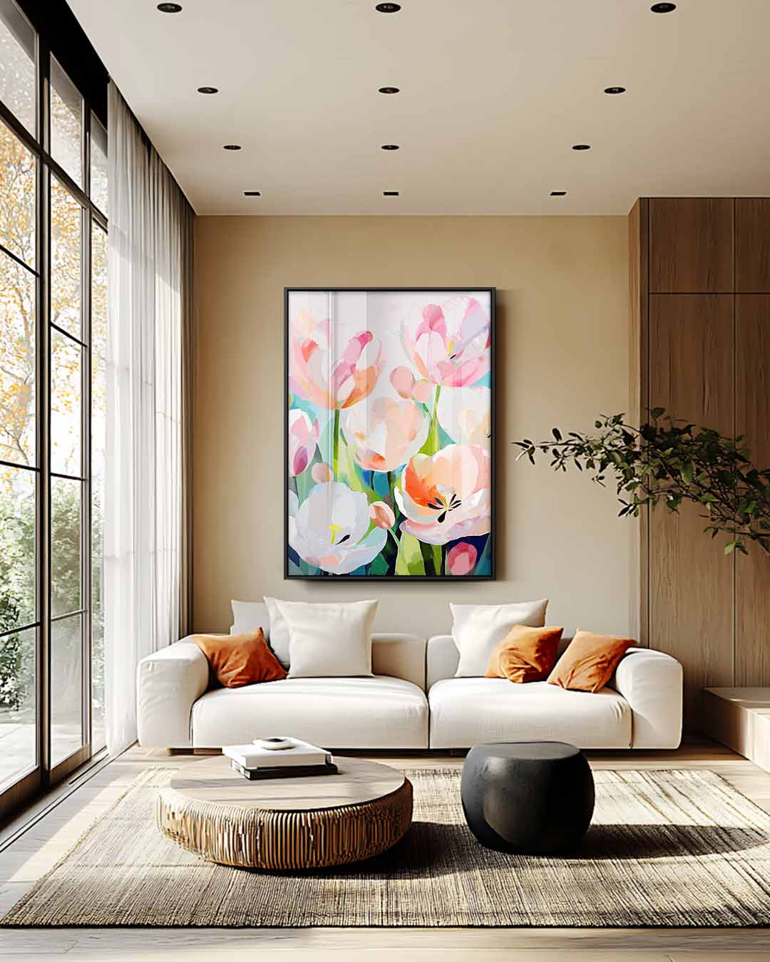 Kleurrijke Tulpenpracht Kunstwerk-canvas-dibond-plexiglas-wanddecoratie-WallArtistic