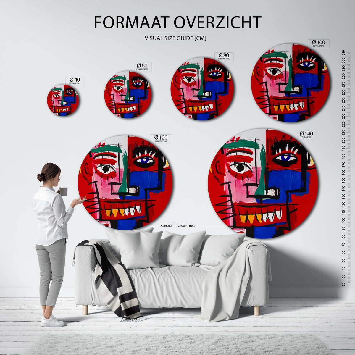 Abstracte gezichten Muurcirkel