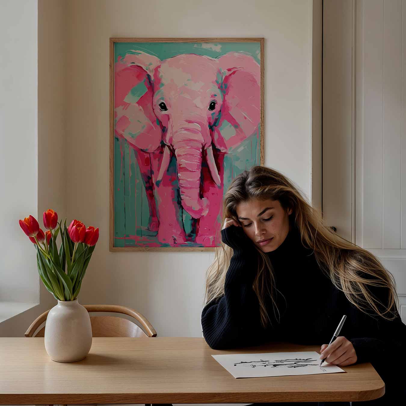 Kleurrijke Roze Olifant Poster