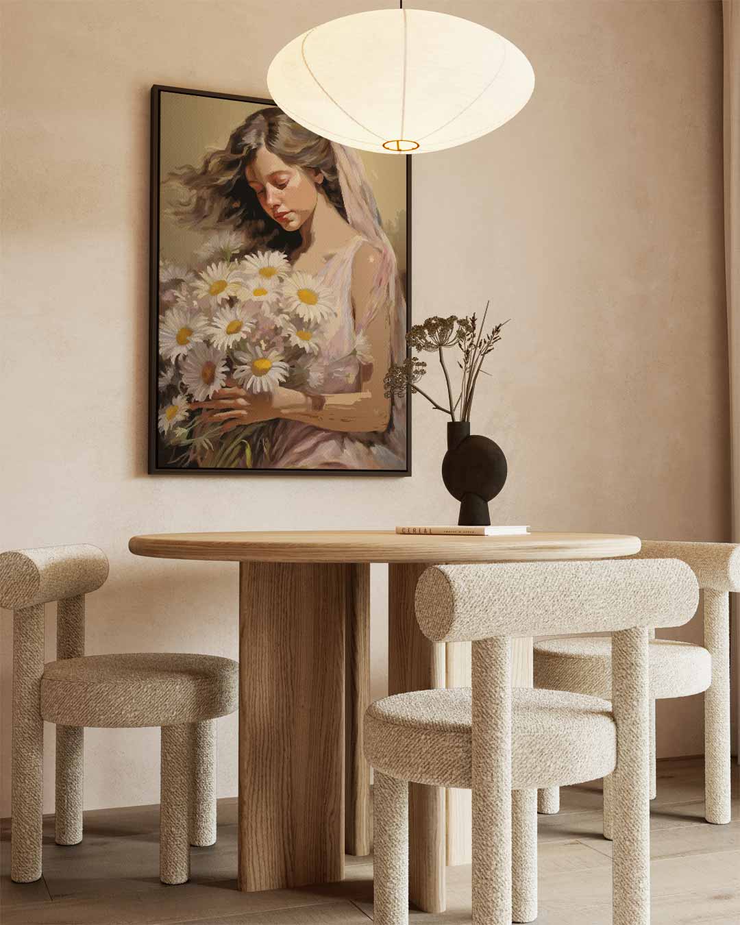 Vrouw met Madeliefjes Kunstwerk-canvas-dibond-plexiglas-wanddecoratie-WallArtistic