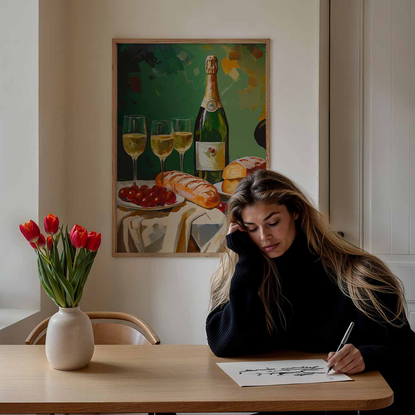 Stijlvolle Champagne en Brunch Poster-WallArtistic