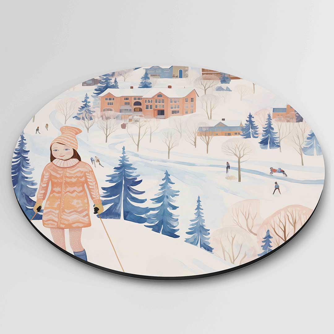 Skiër in winterlandschap Muurcirkel