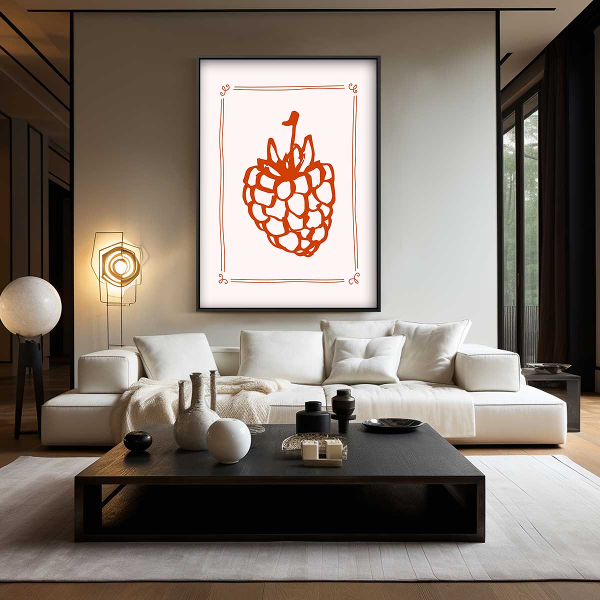 Framboos Schets Kunstwerk-canvas-dibond-plexiglas-wanddecoratie-WallArtistic