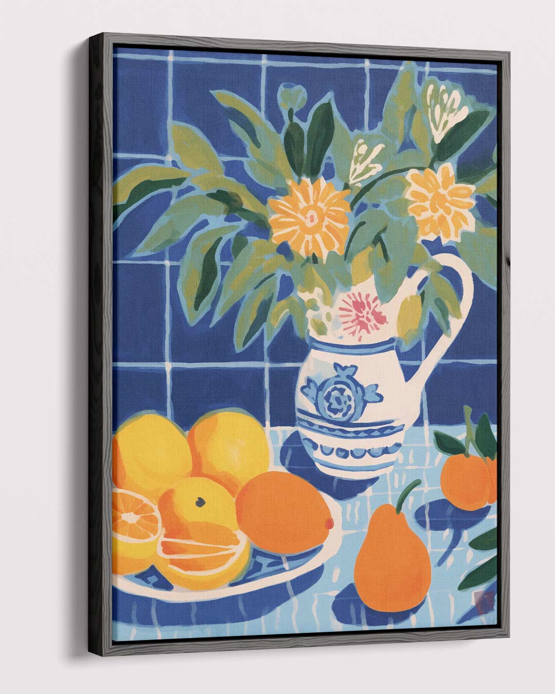 Zomerfruit in Blauwe Keuken Kunstwerk-canvas-dibond-plexiglas-wanddecoratie-WallArtistic