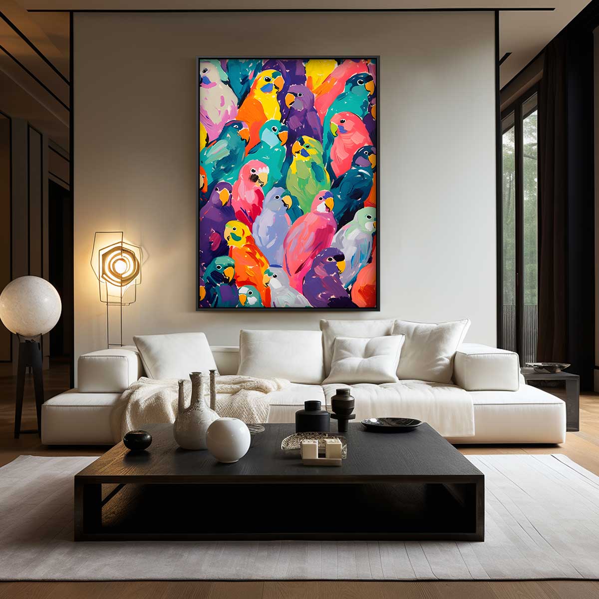 Kleurrijke Papegaaienpracht Kunstwerk-canvas-dibond-plexiglas-wanddecoratie-WallArtistic