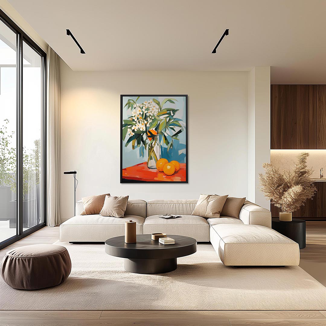 Bloemen en citrus Kunstwerk
