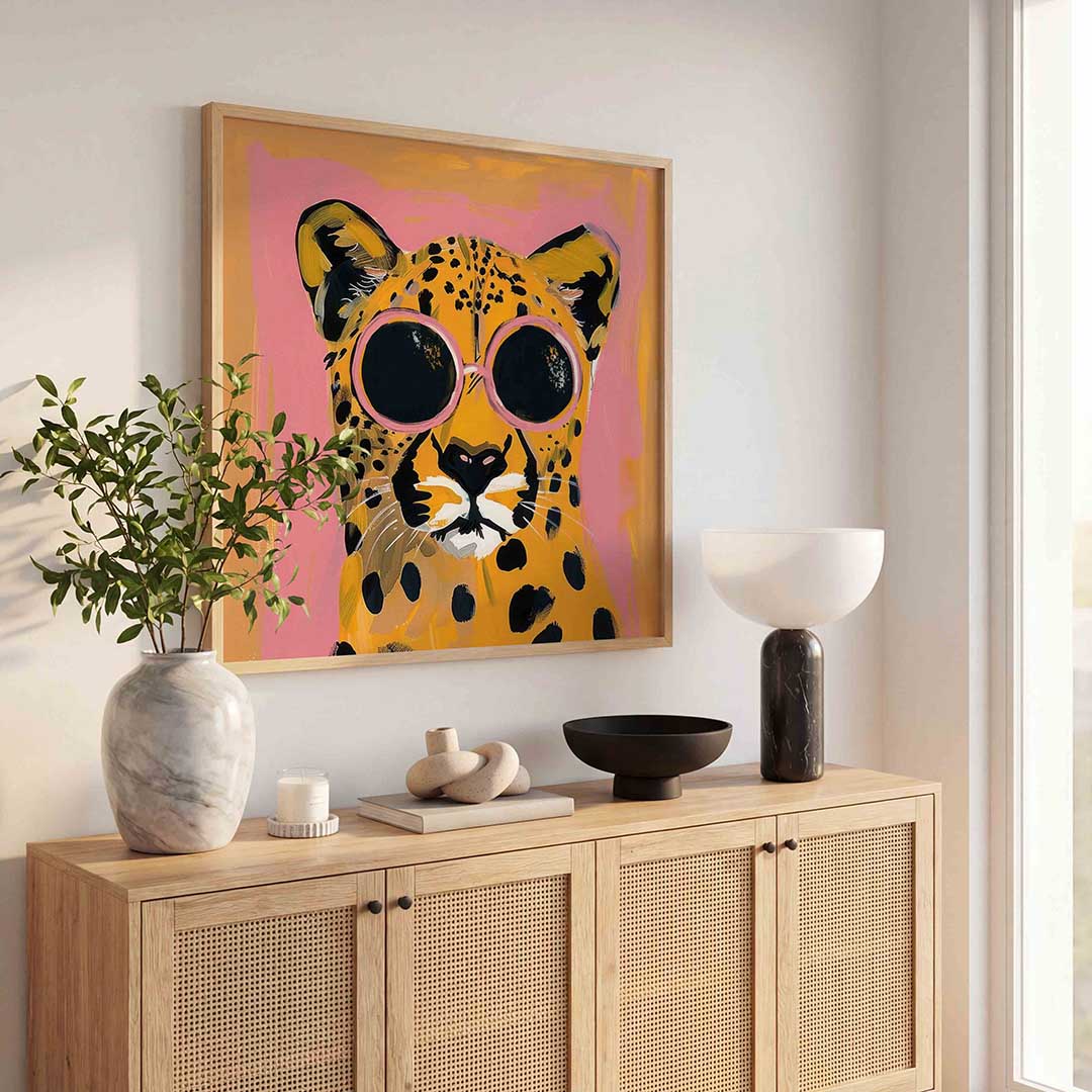 Luipaard met zonnebril Poster