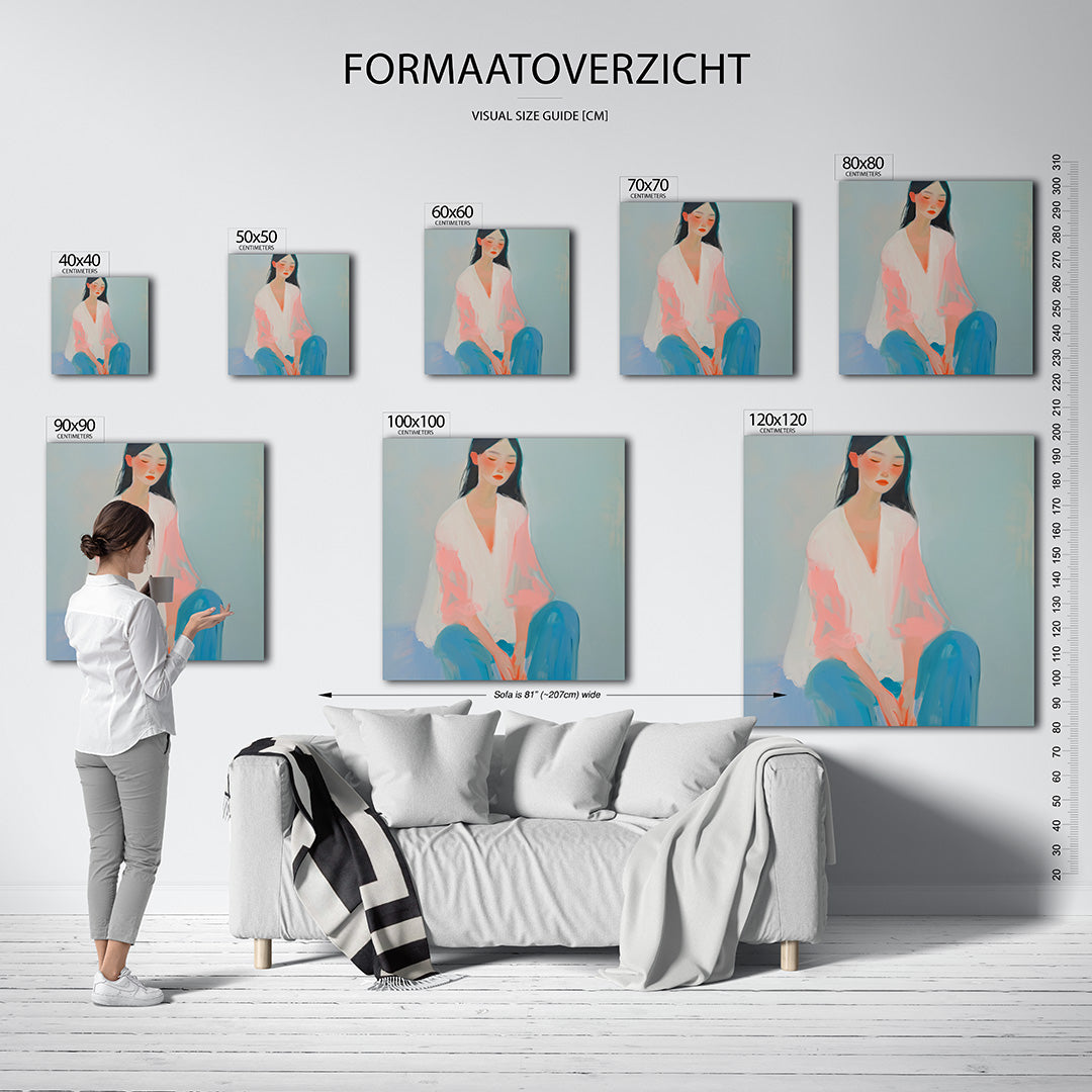 Dromerige vrouwenzitting Kunstwerk