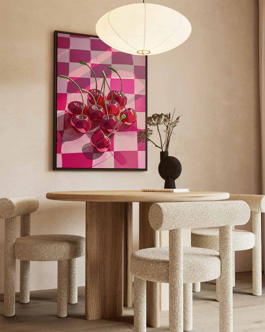 Kersenrood Checkered Delight Kunstwerk-canvas-dibond-plexiglas-wanddecoratie-WallArtistic