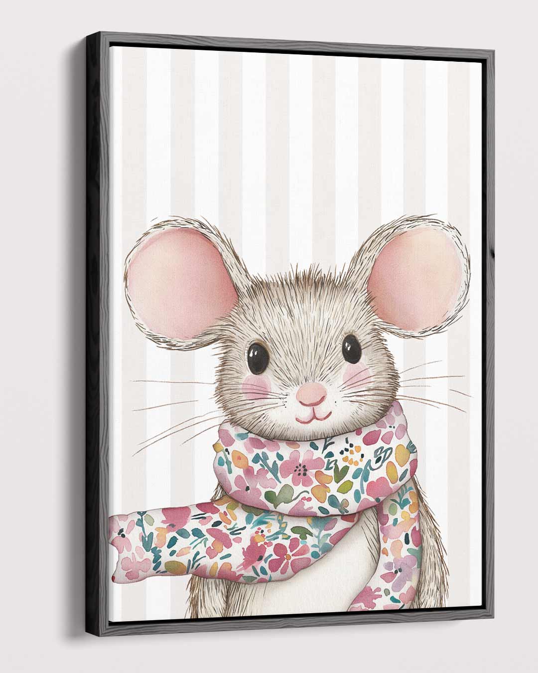 Schattige Muizenillustratie met Sjaal Kunstwerk-canvas-dibond-plexiglas-wanddecoratie-WallArtistic