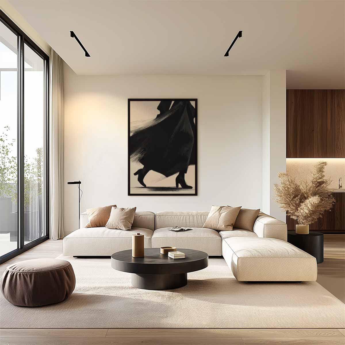 Elegante Schaduw in Beweging Kunstwerk-canvas-dibond-plexiglas-wanddecoratie-WallArtistic