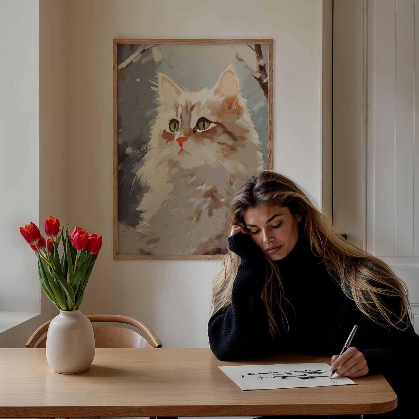 Winterse Kat Kunstposter