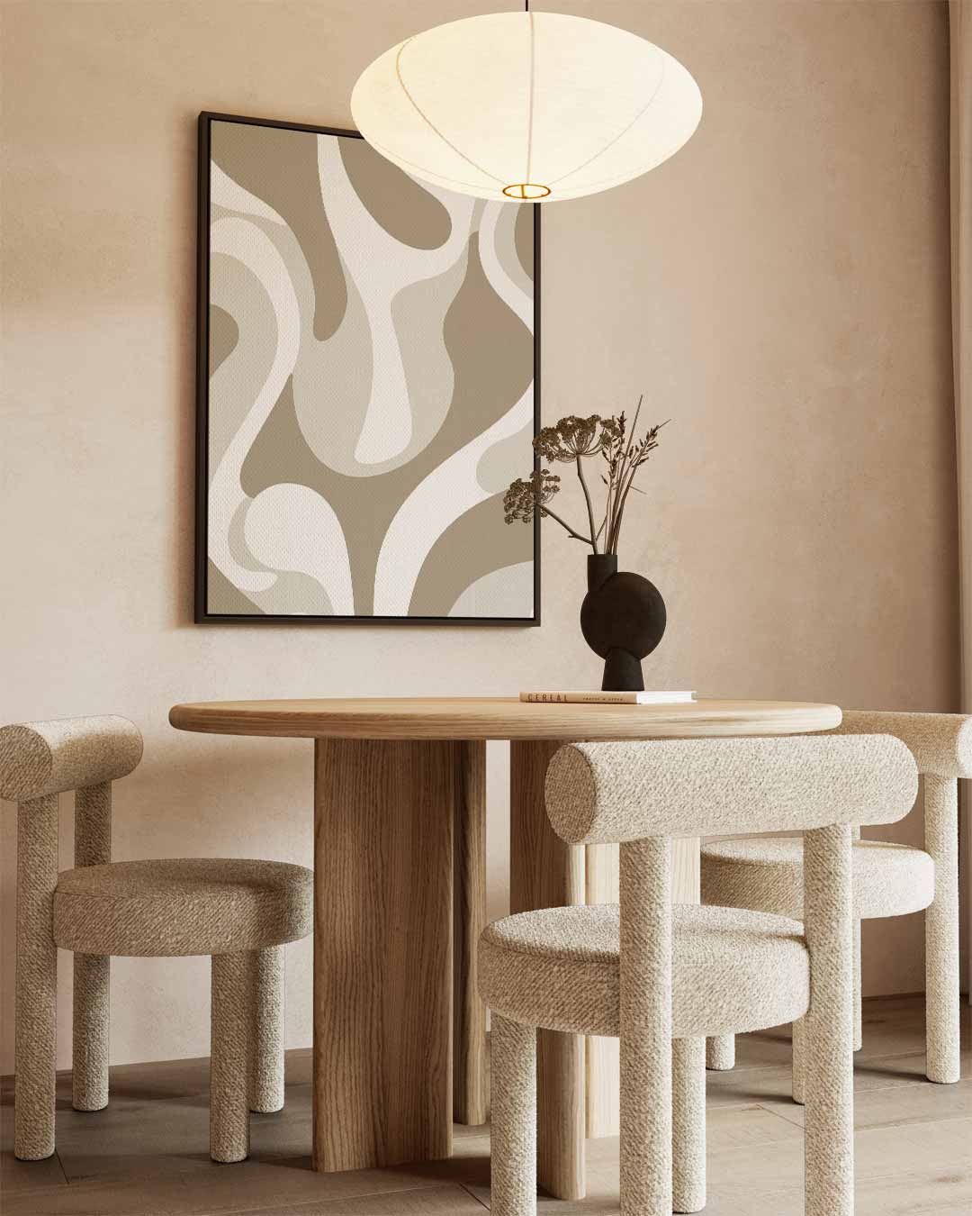 Organische Vormen in Beige Kunstwerk-canvas-dibond-plexiglas-wanddecoratie-WallArtistic