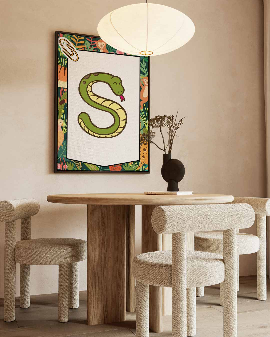 Vrolijke Slangenletter S Kunstwerk-canvas-dibond-plexiglas-wanddecoratie-WallArtistic