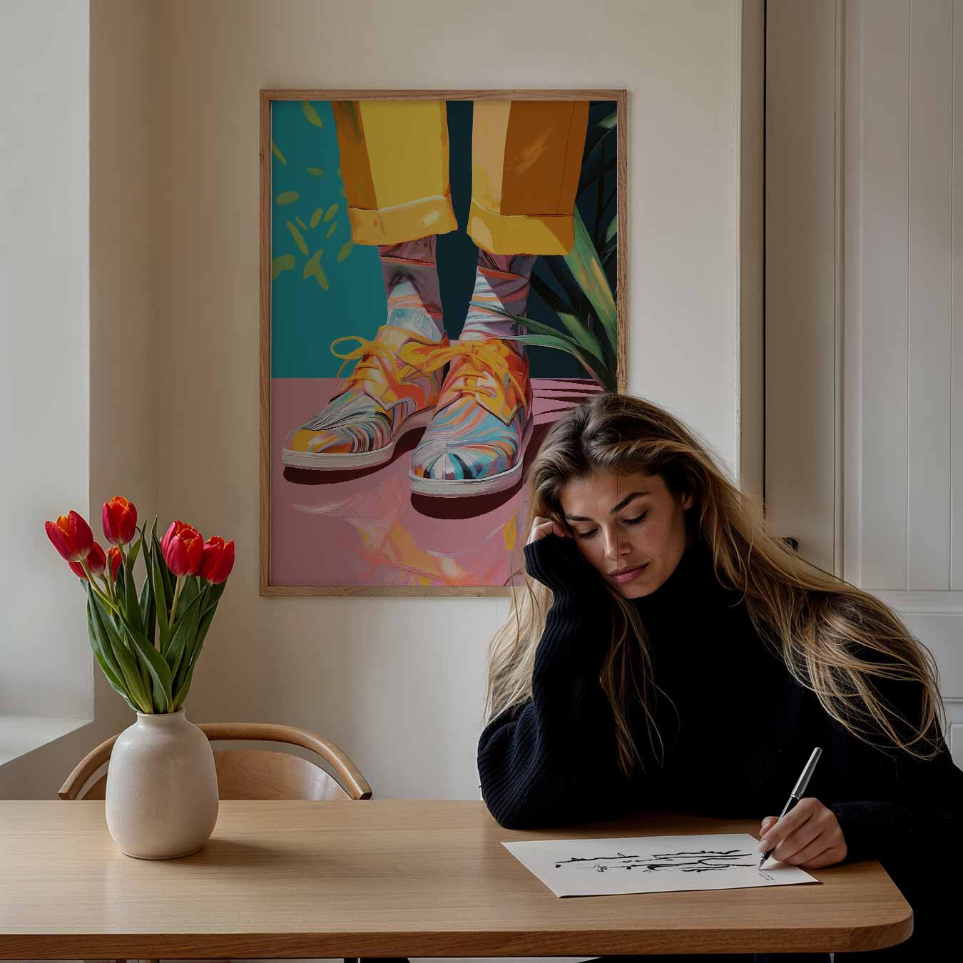 Kleurrijke Kunstzinnige Schoenvibes Poster