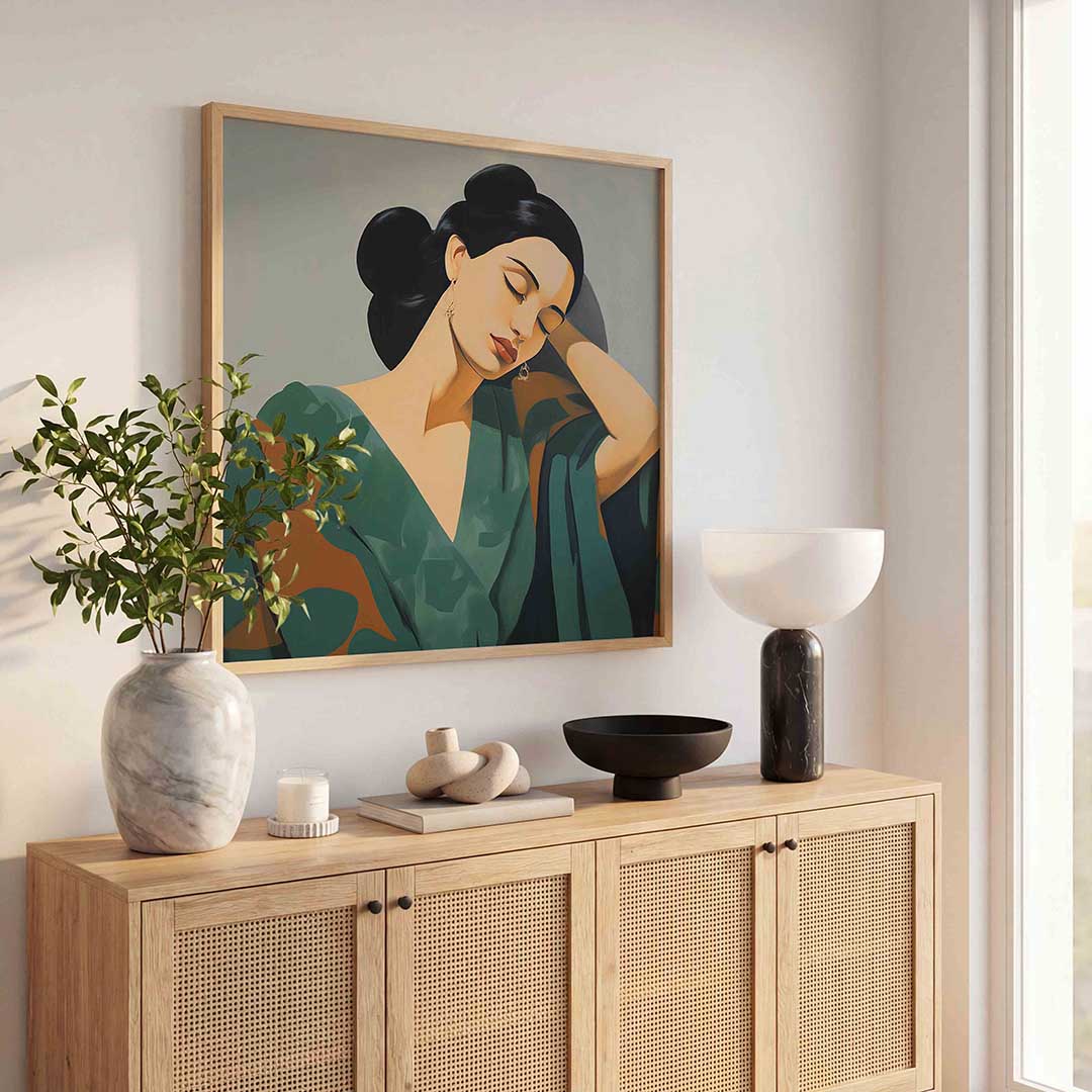 Vrouw met gesloten ogen Poster