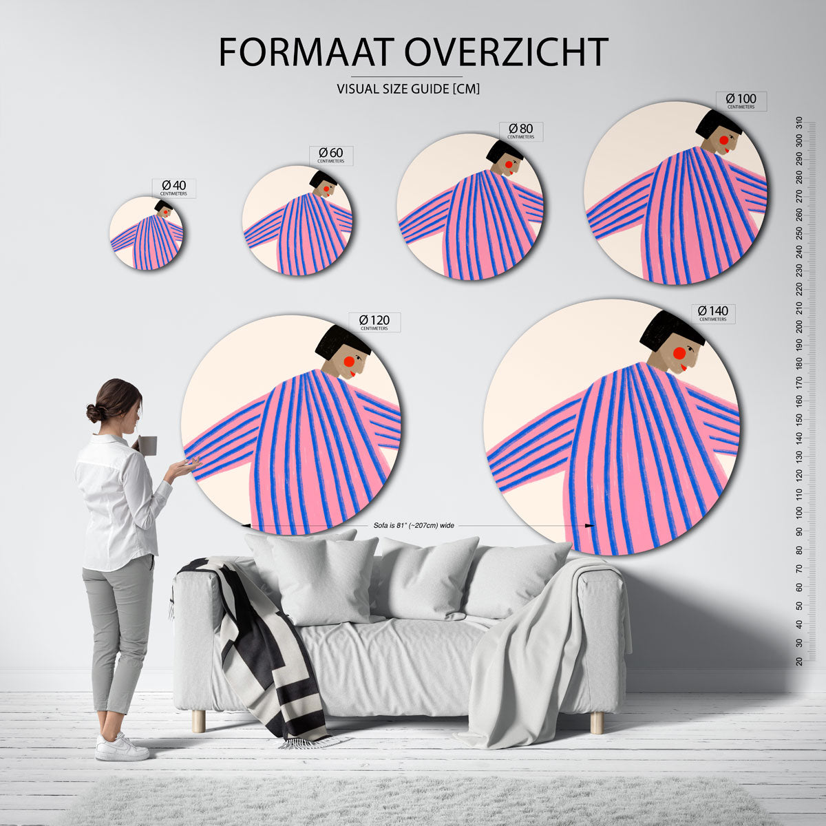 Gestreepte figuur Muurcirkel
