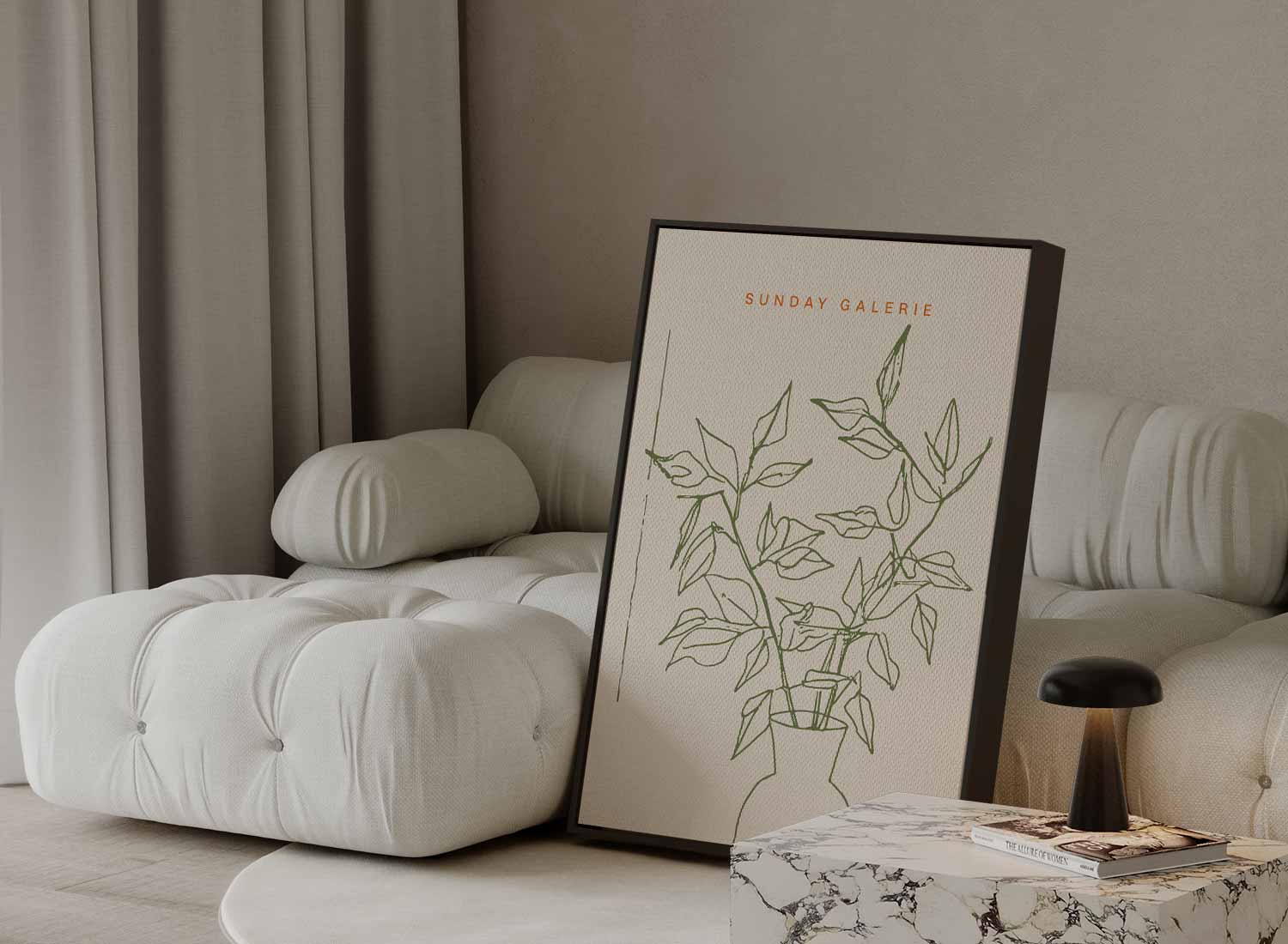 Botanische Lijntekening op Canvas Kunstwerk-canvas-dibond-plexiglas-wanddecoratie-WallArtistic