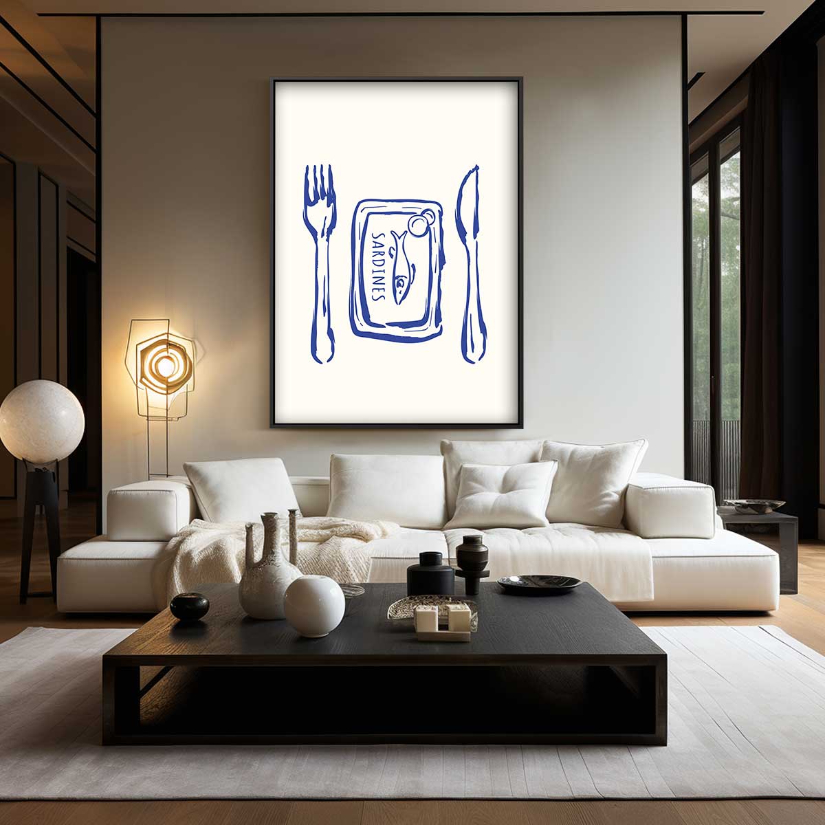 Sardines op Tafel - Grafische Print Kunstwerk-canvas-dibond-plexiglas-wanddecoratie-WallArtistic