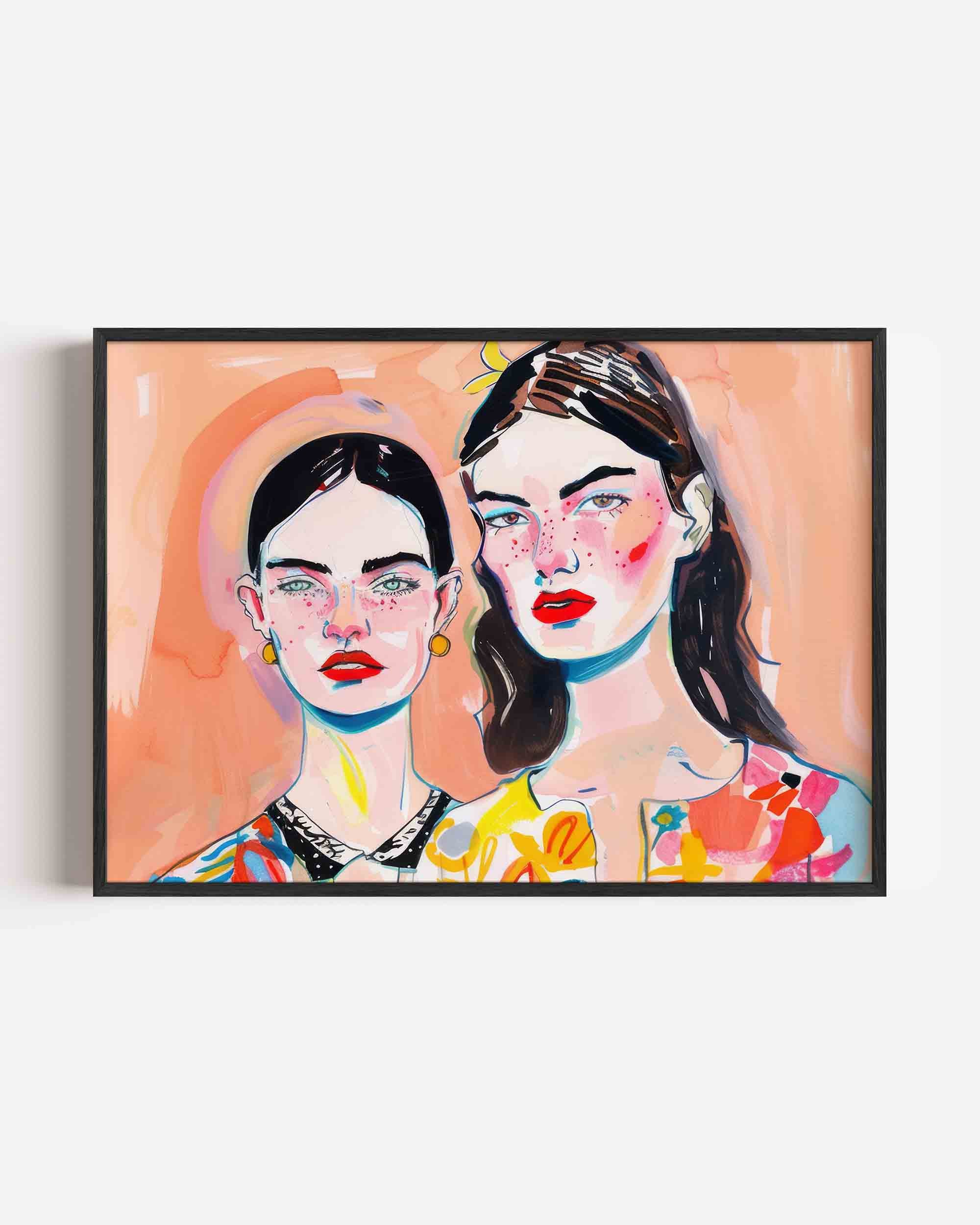 Twee vrouwen met kleurrijke kleding Poster