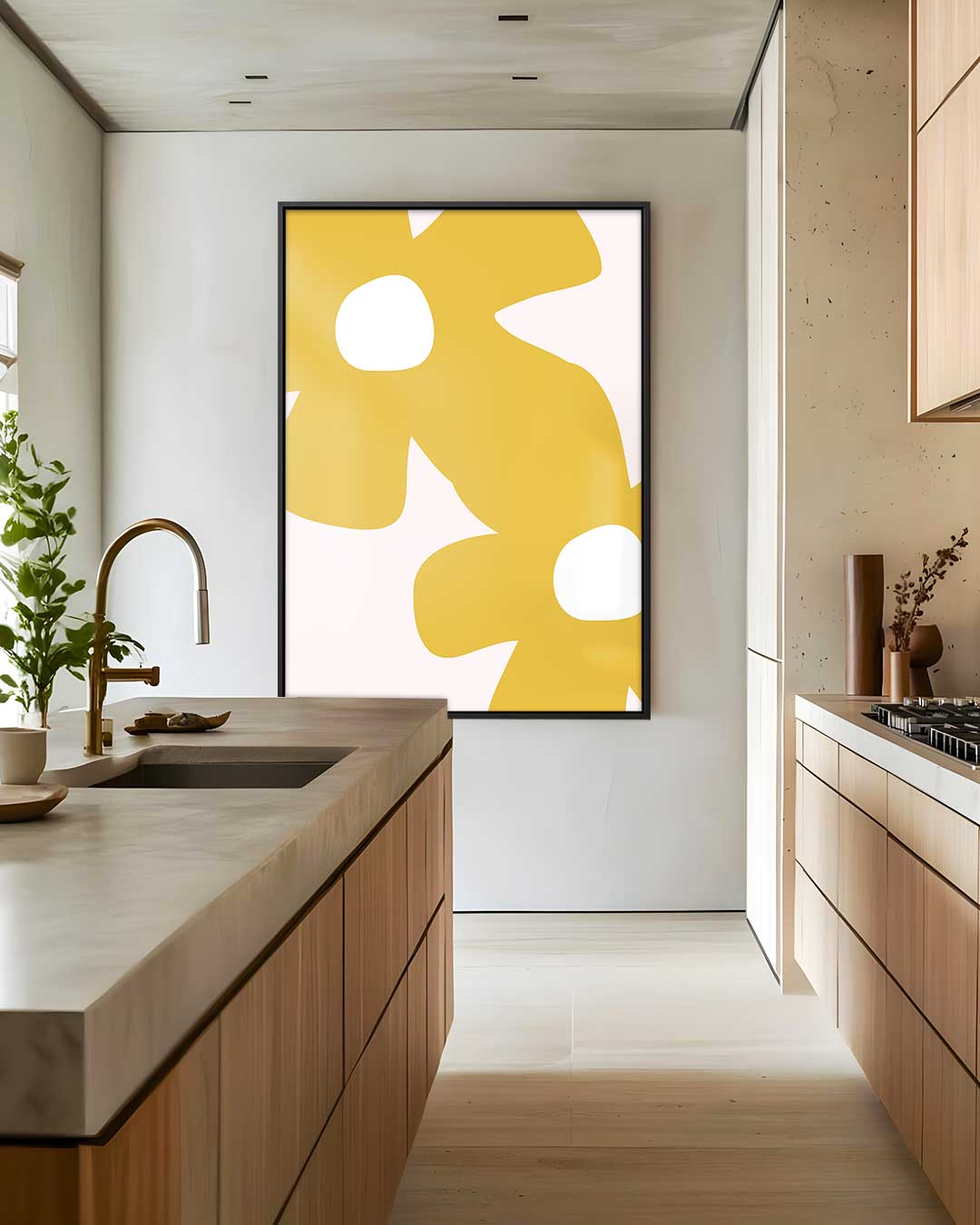 Bloemen in het Zonnegeel Kunstwerk-canvas-dibond-plexiglas-wanddecoratie-WallArtistic