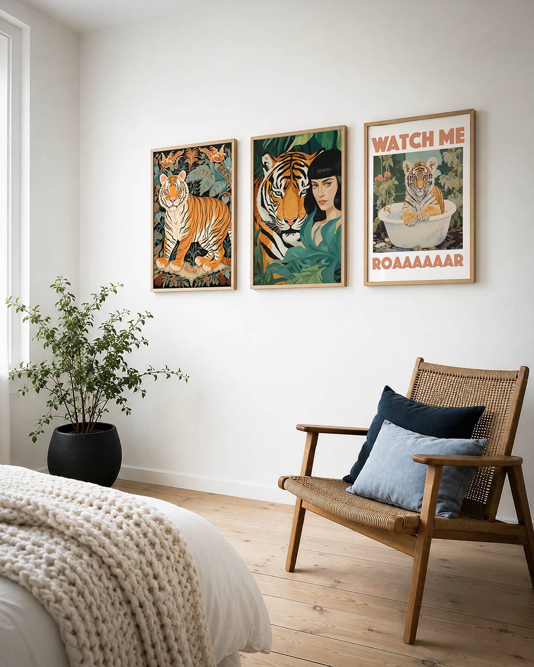 Tijger en bladeren Posterset