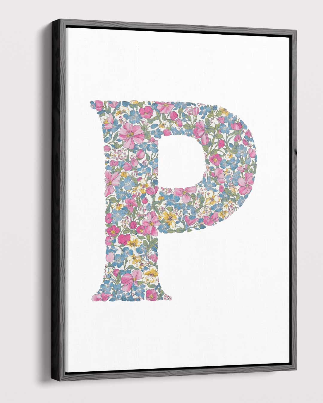 Bloemenpracht Letter P Kunstwerk-canvas-dibond-plexiglas-wanddecoratie-WallArtistic