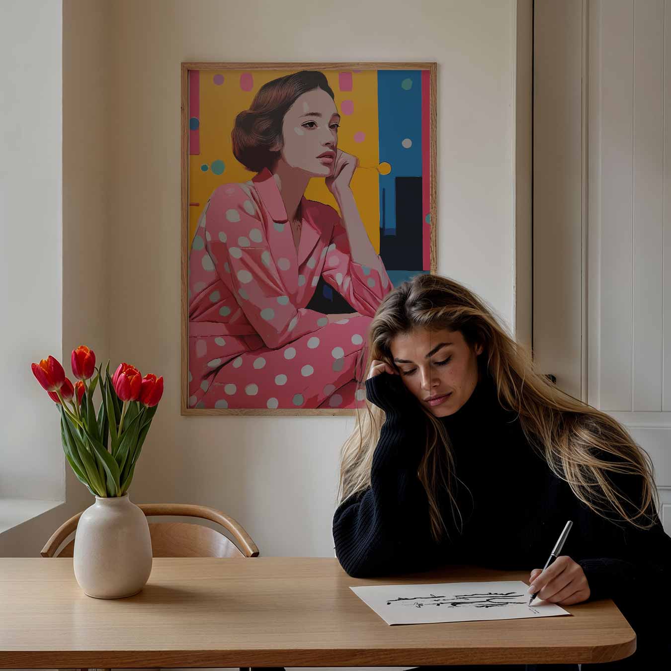 Stijlvolle Retro Vrouw Portret Poster