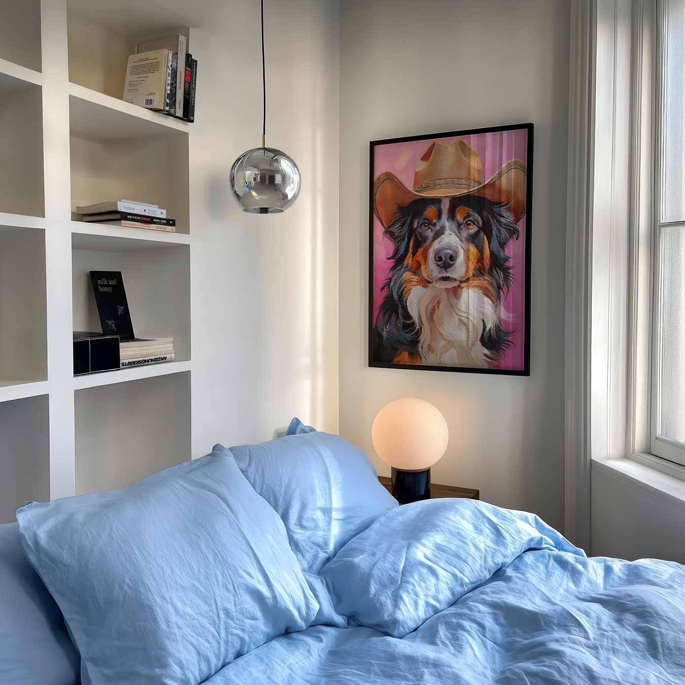 Stoere Hond in Cowboy Hoed Poster-WallArtistic