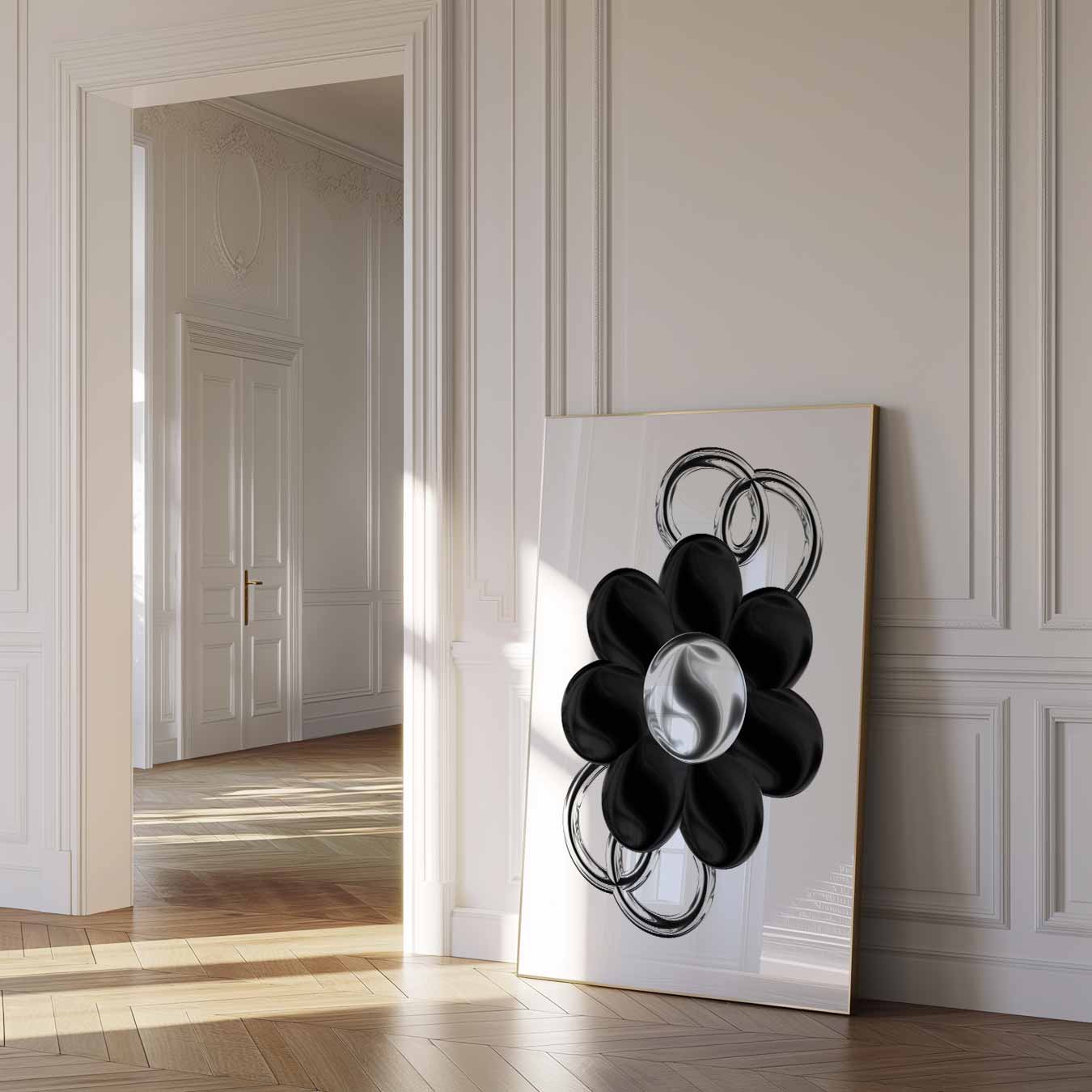 Zwart-Witte Bloemenposter-WallArtistic