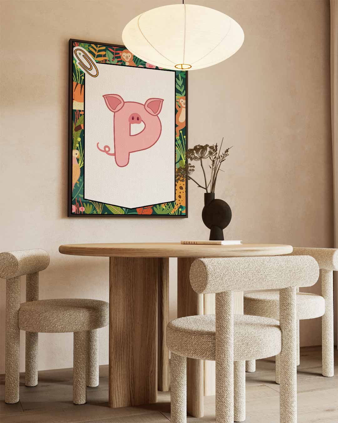 Kinderposter Alfabet Dieren P Kunstwerk-canvas-dibond-plexiglas-wanddecoratie-WallArtistic