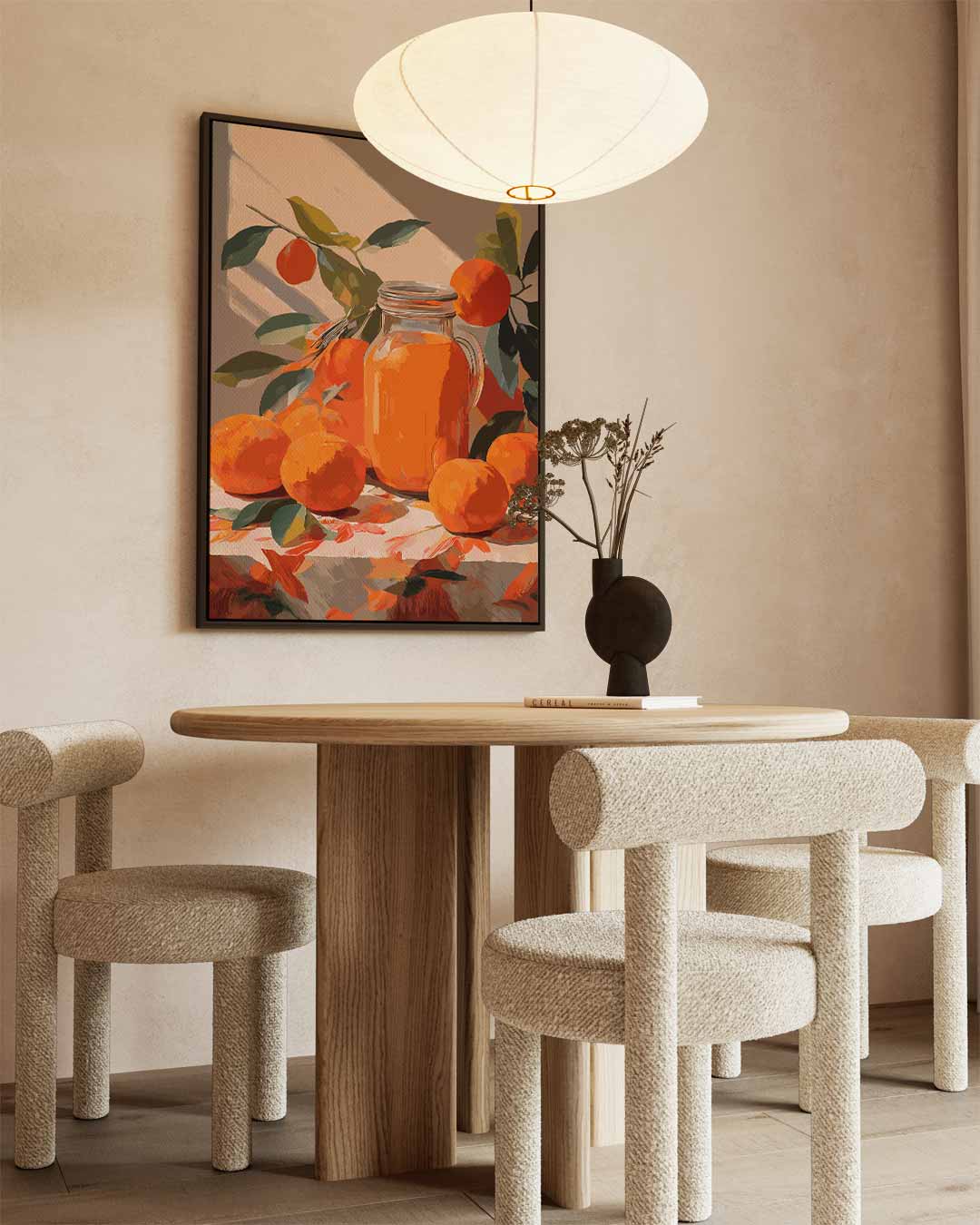 Zonnige Sinasappelstillleven Kunstwerk-canvas-dibond-plexiglas-wanddecoratie-WallArtistic
