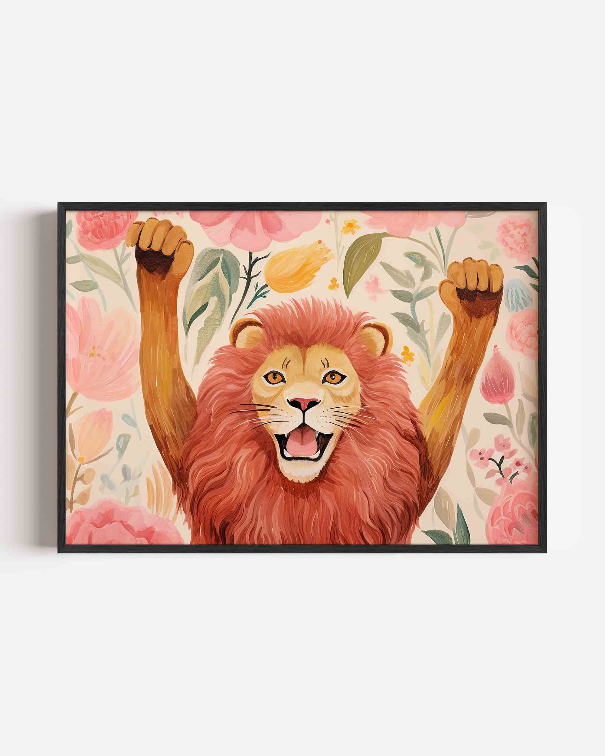 Leeuw met bloemen Poster