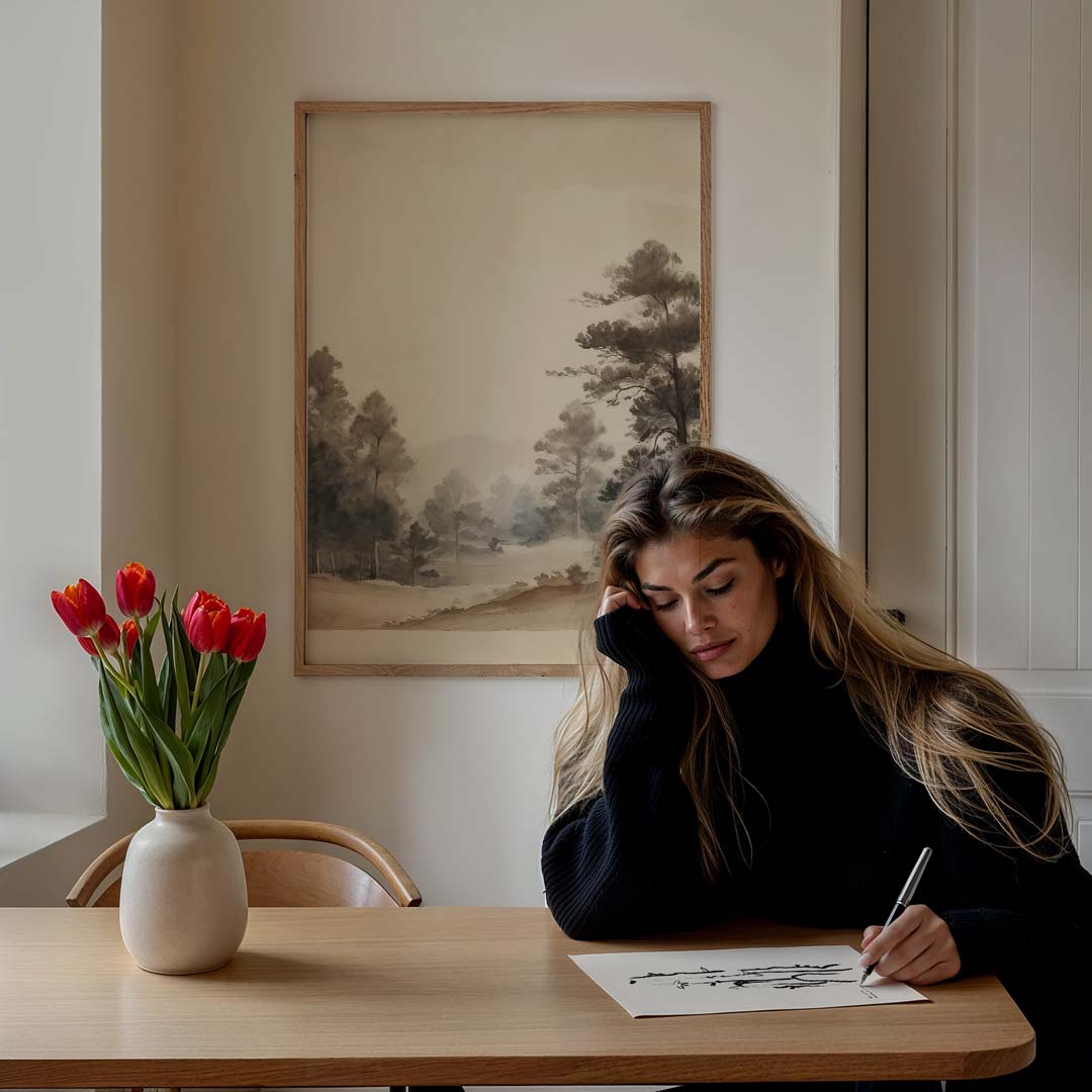 Sereen Boslandschap in Waterverf Poster-WallArtistic