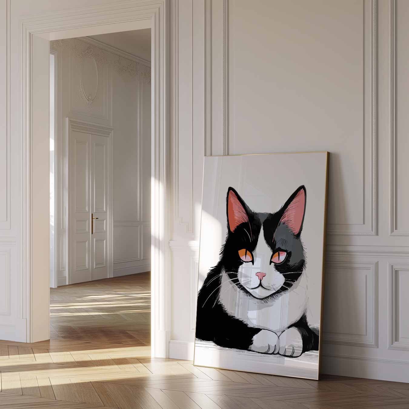 Chique Kattenportret in Zwart & Wit Poster