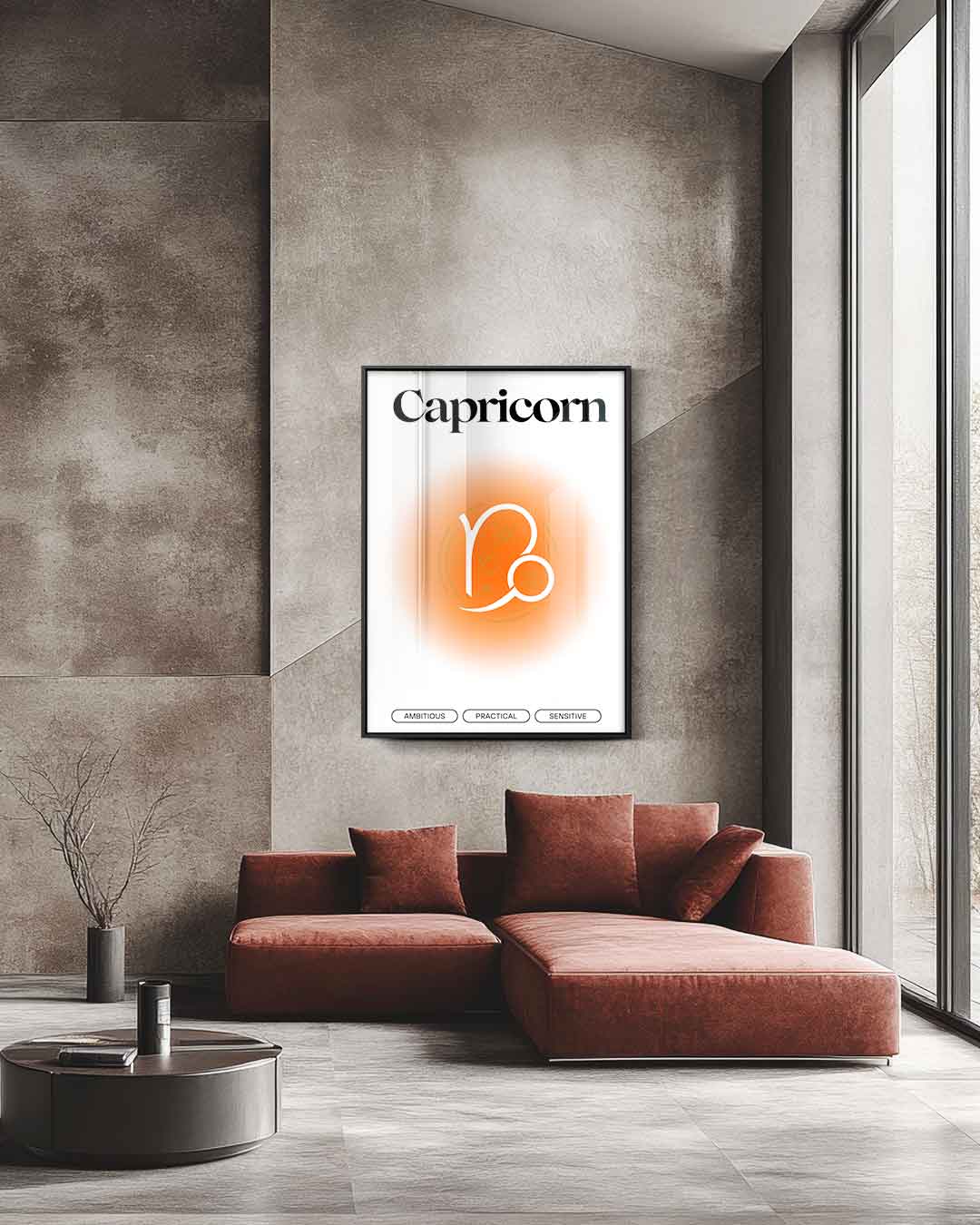 Capricorn Symbool Portret Kunstwerk-canvas-dibond-plexiglas-wanddecoratie-WallArtistic