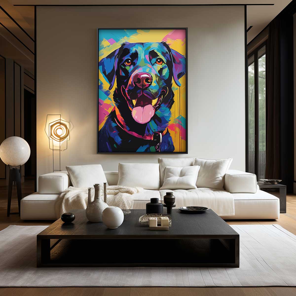 Kleurrijke Hond Portret Kunstwerk-canvas-dibond-plexiglas-wanddecoratie-WallArtistic