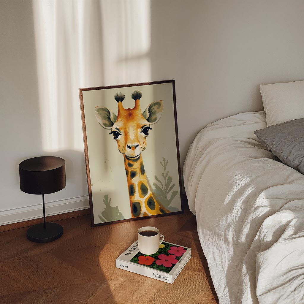 Vrolijke Giraffe Kunstposter