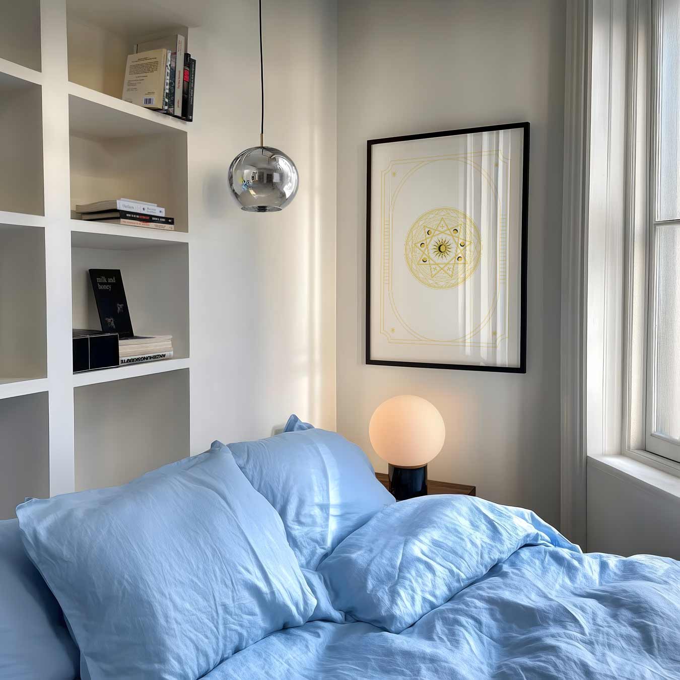 Zon en Maan Fase Mandala Poster-WallArtistic