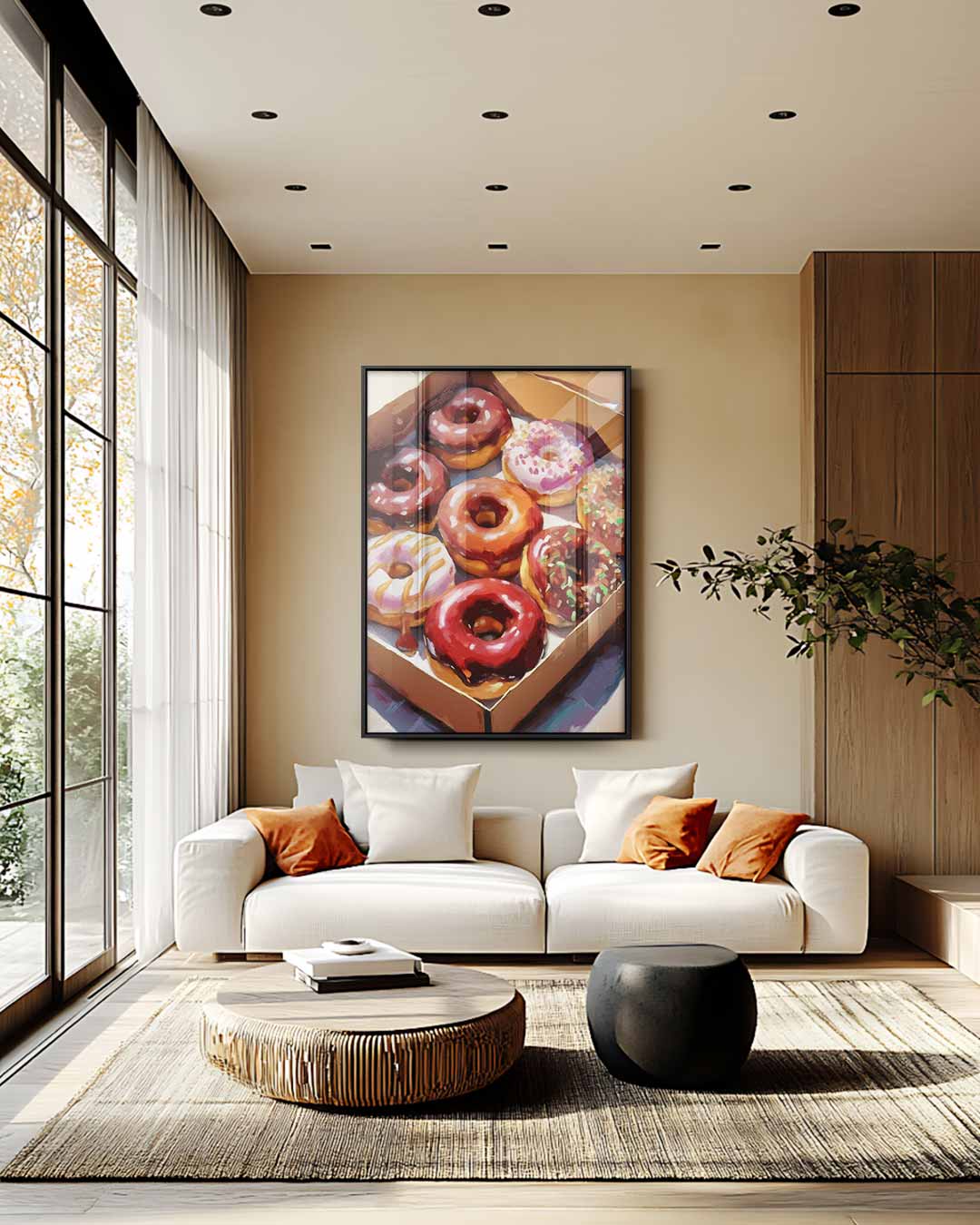 Donut Delight in Kleurrijke Doos Kunstwerk-canvas-dibond-plexiglas-wanddecoratie-WallArtistic