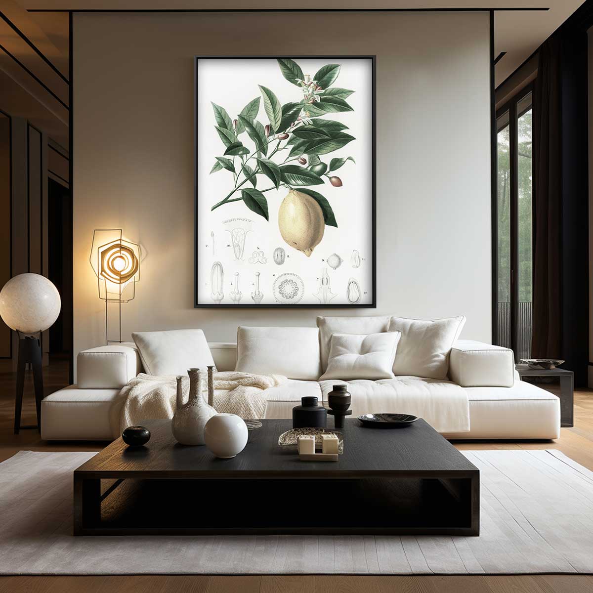 Botanische Citroen Illustratie Kunstwerk-canvas-dibond-plexiglas-wanddecoratie-WallArtistic