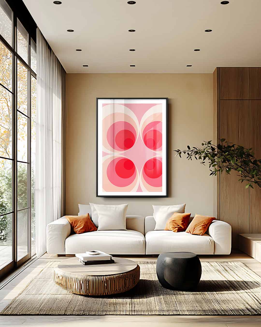 Retro Cirkelpatroon Kunstwerk Kunstwerk-canvas-dibond-plexiglas-wanddecoratie-WallArtistic