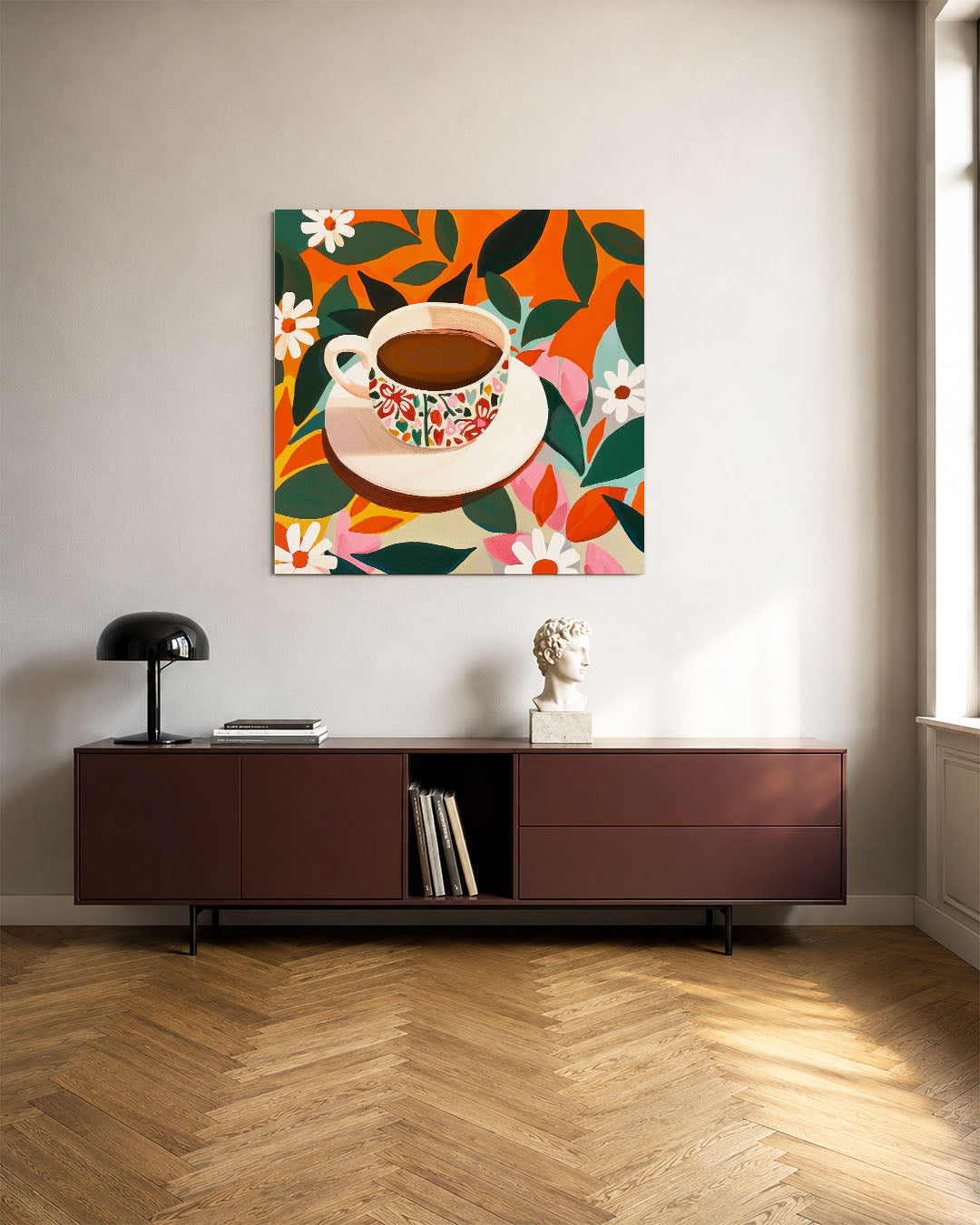 Vrolijke koffiekop Kunstwerk