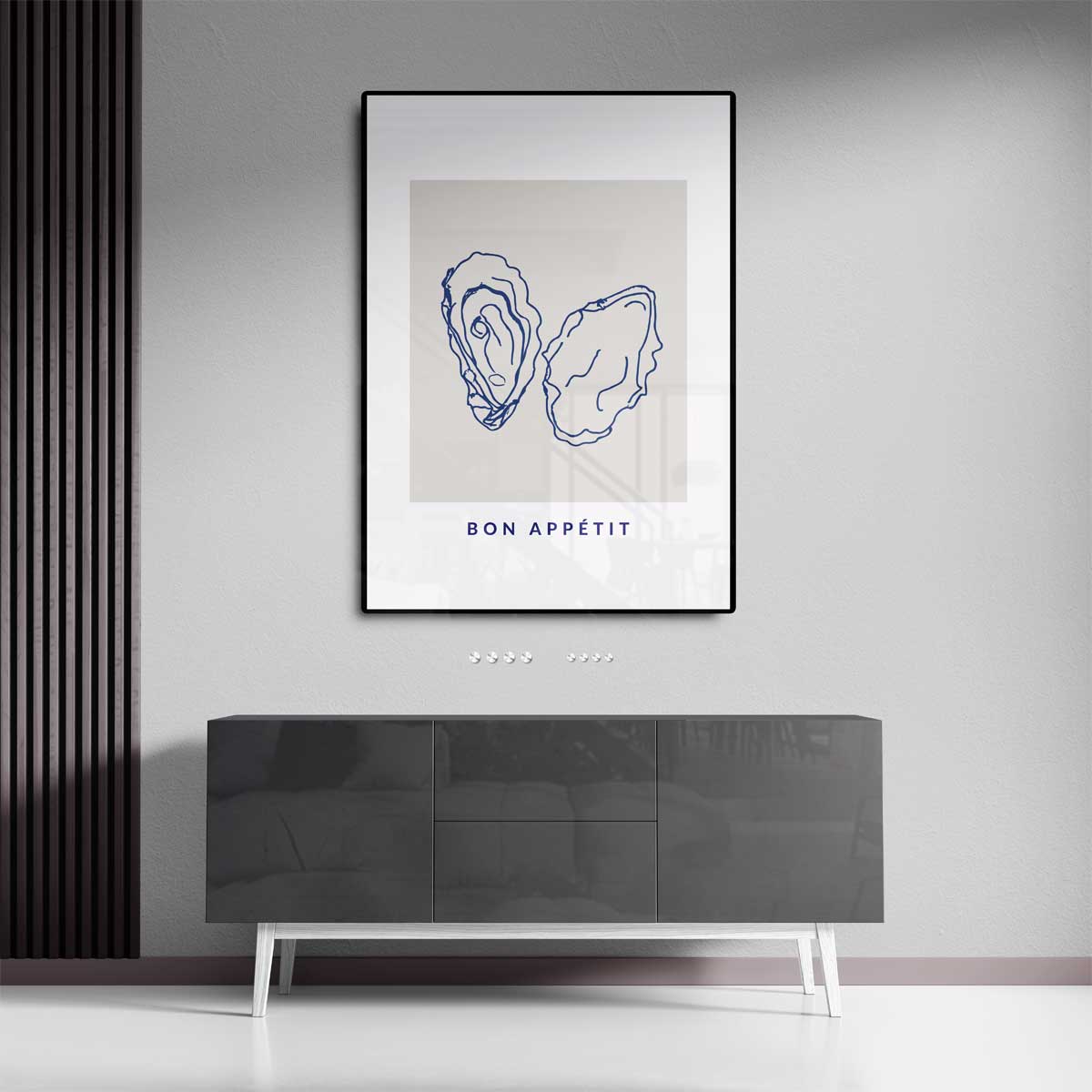 Stijlvolle Oester Illustratie Kunstwerk-canvas-dibond-plexiglas-wanddecoratie-WallArtistic