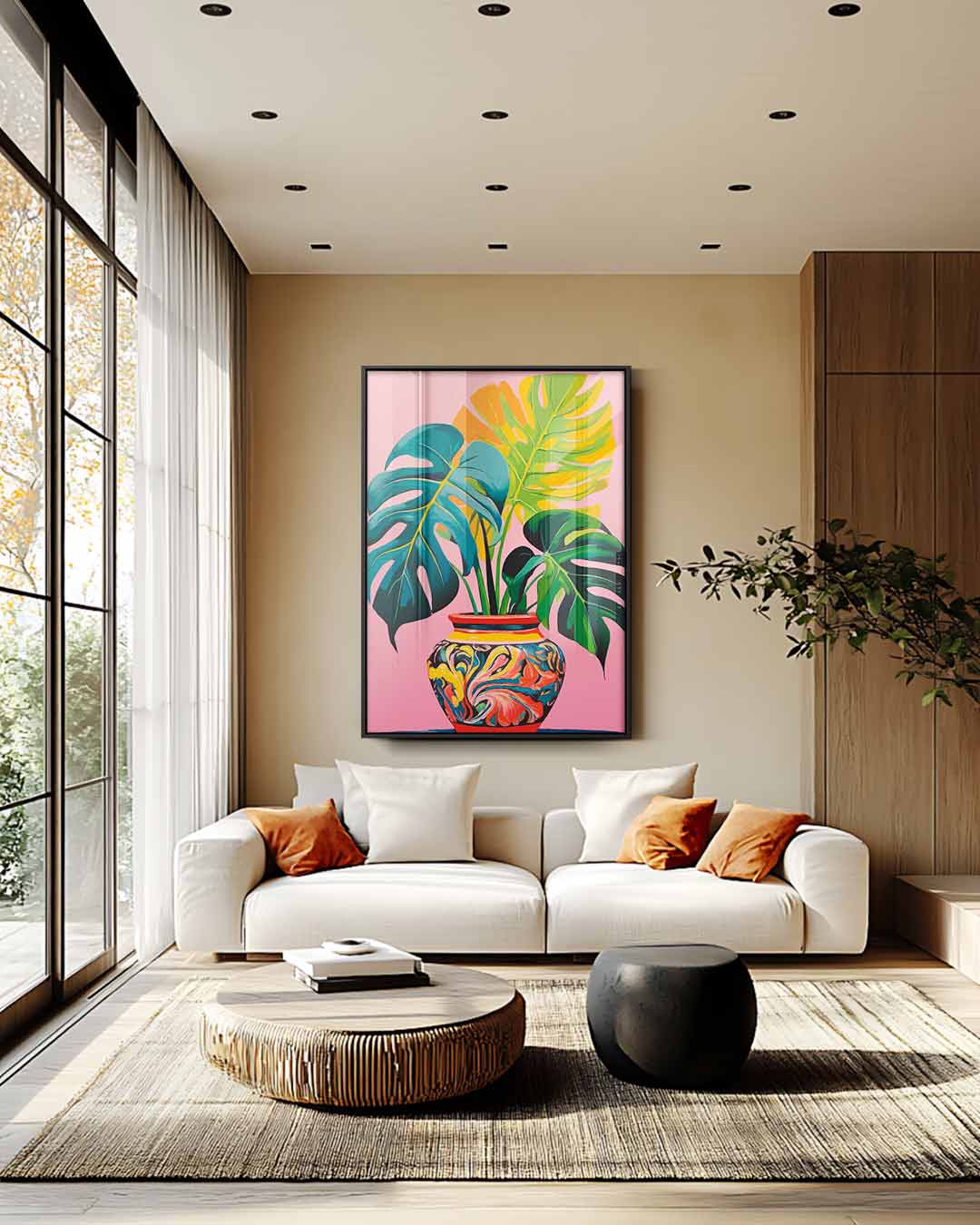 Tropische Schilderij in Vrolijke Kleuren Kunstwerk-canvas-dibond-plexiglas-wanddecoratie-WallArtistic