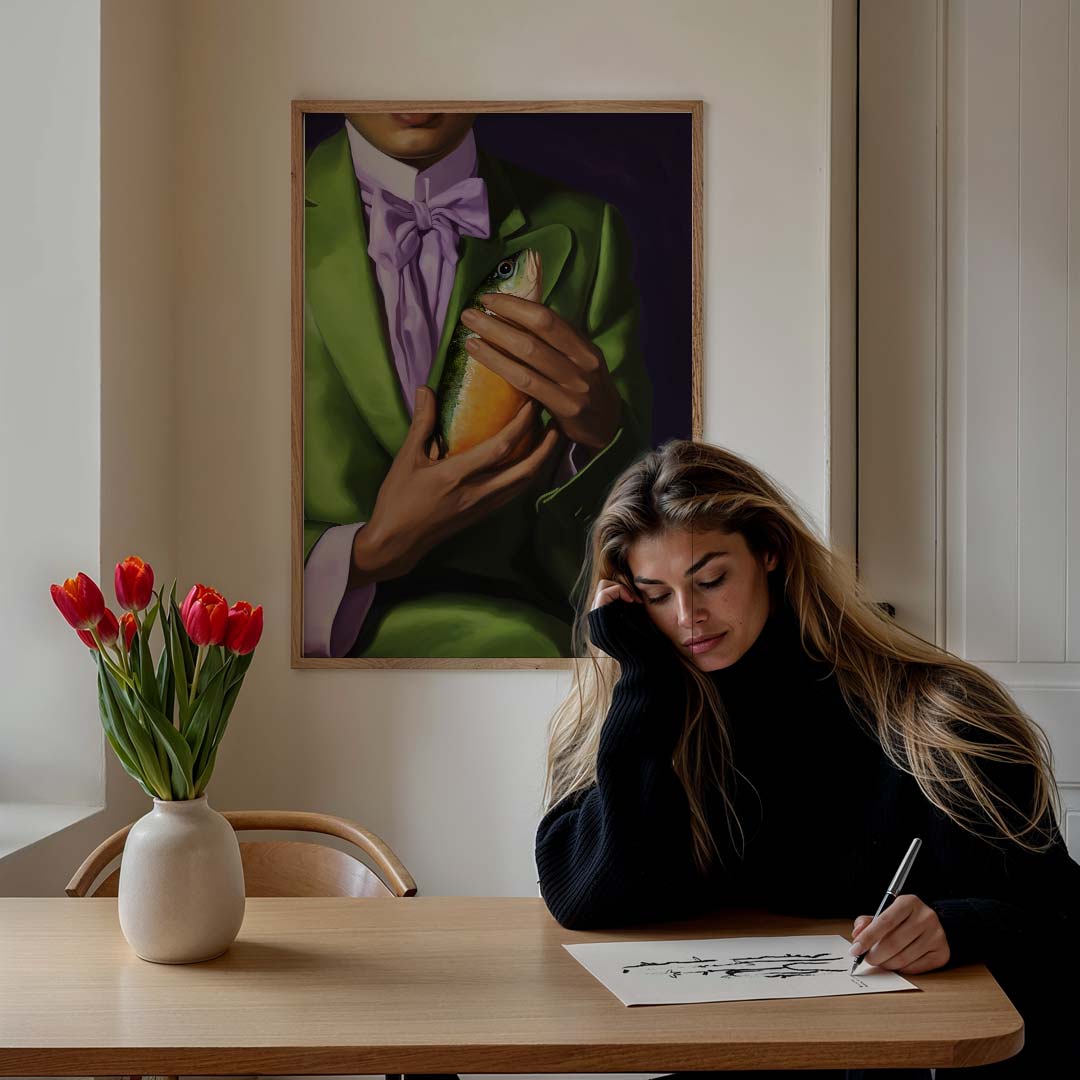 Stijlvolle Elegantie: Groene Creatieve Expressie Poster-WallArtistic